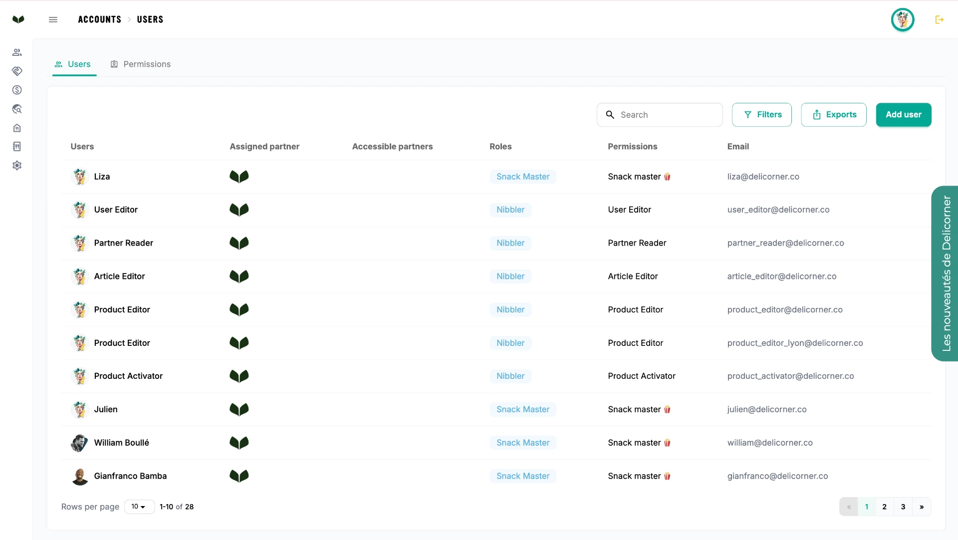 Accounts & users: granular roles and permissions